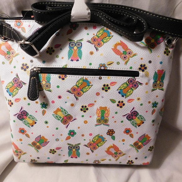 STONE MOUNTAIN LEATHER SHOULDER HANDBAG OWL PRINT NEW - Picture 3 of 7